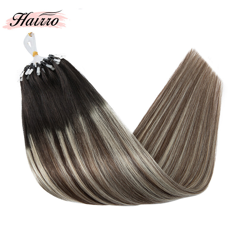 Thick Micro Loop Ring Beads Remy Human Hair Extensions Pre Bonded Double Drawn