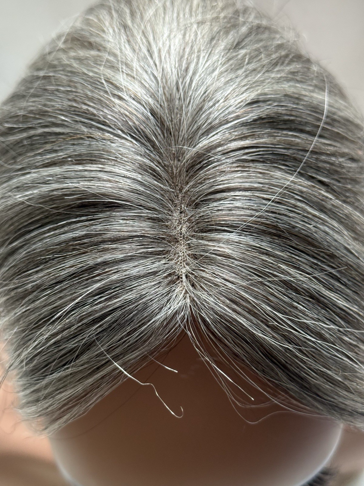 Flufymooz Hair Topper Gray Brown Mix 10” Clip-In Crown Coverage New