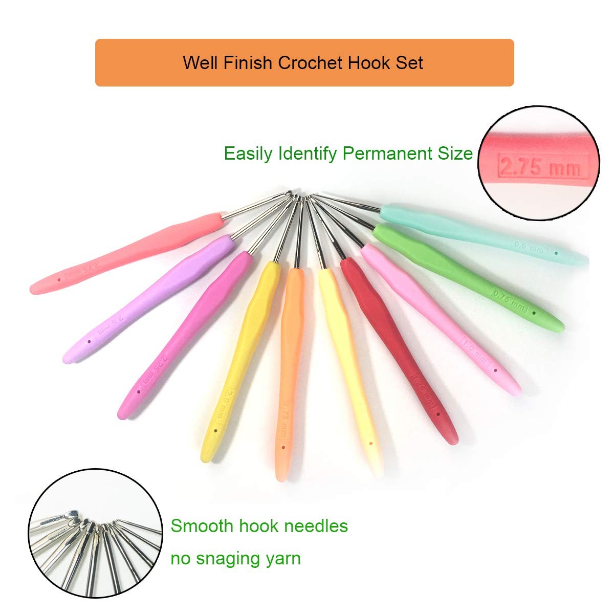 Set of 10 Small Size Crochet Hook Set, SMALL, 12pcs small crochet needles