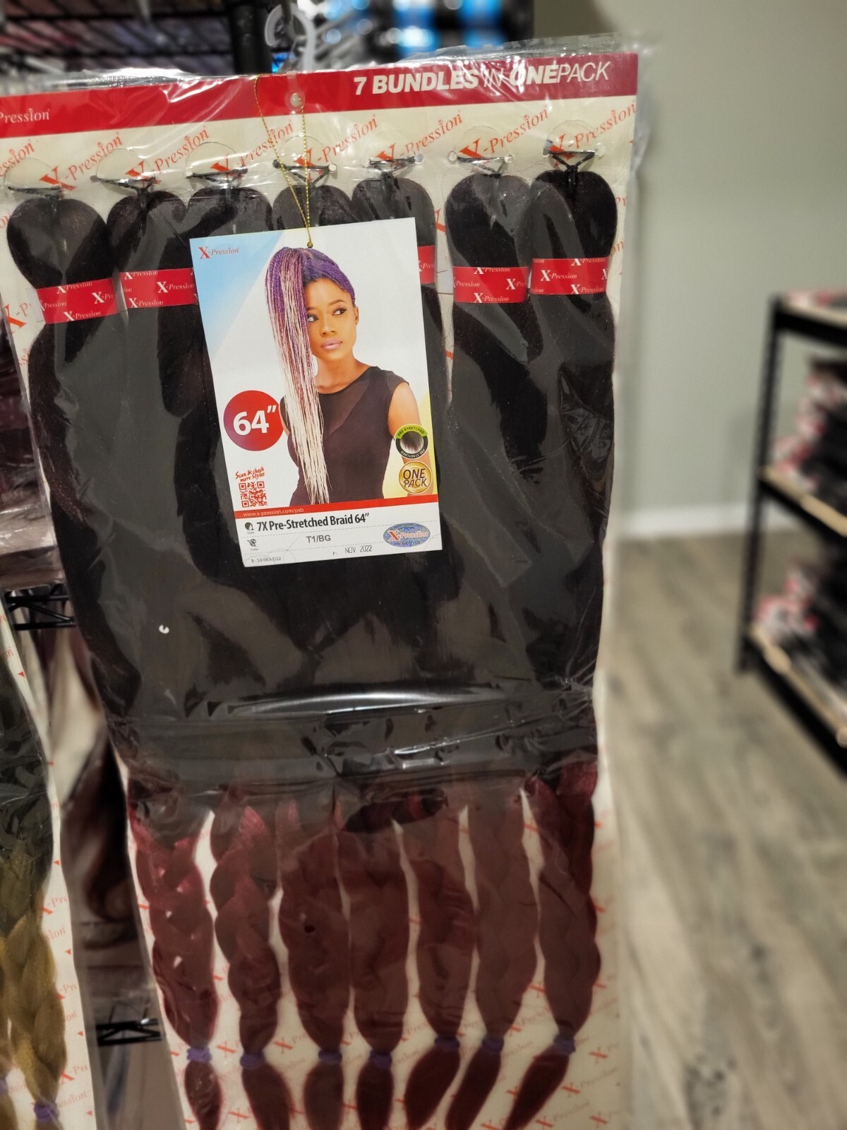 X PRESSION 7X PRE-STRECTHED BRAID 64″ , 7 BUNDLES IN 1 PACK, I PACK DOES IT ALL