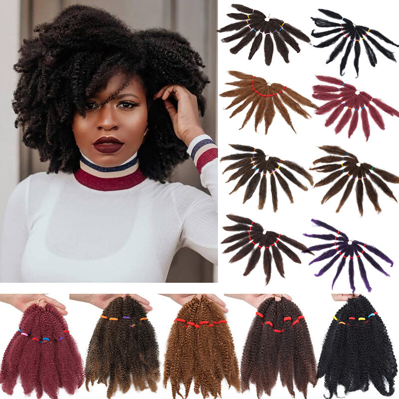 US Long Afro Kinky Twist Marley Braids Crochet Braiding Hair Extenions Bulk Sale