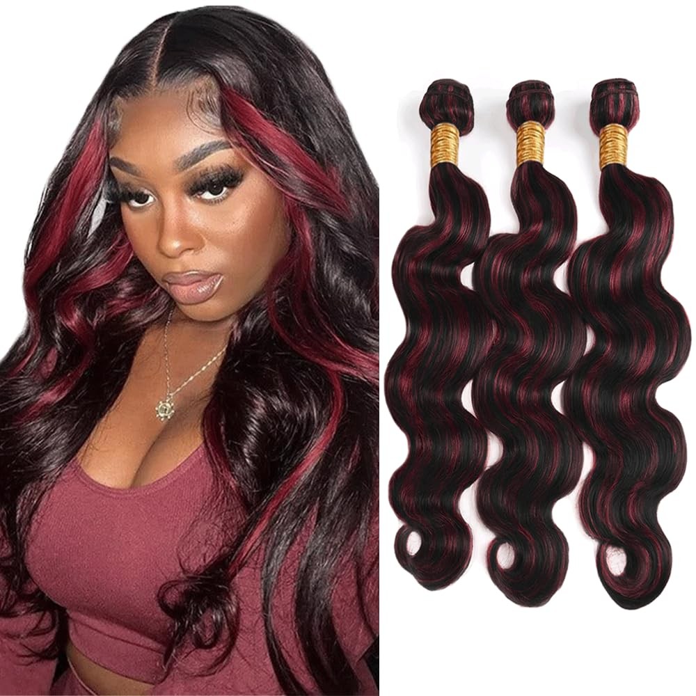 Suhkrpt 20 22 24 Inch P1B99J Bundles Ombre Burgundy Body Wave Human Hair Bundle