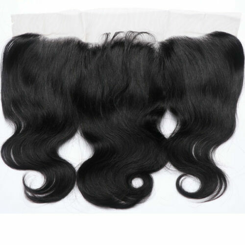 BRAZILIAN LACE FRONTAL JET BLACK 1# 13X4 FREE WAY PARTING BODY WAVE/STRAIGHT 12A