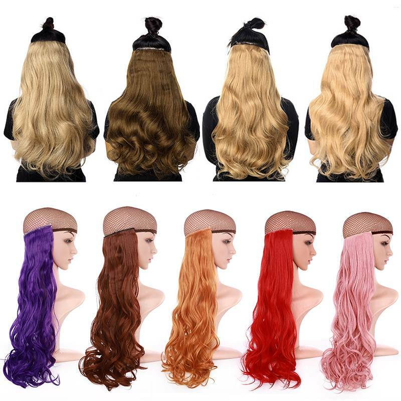 Real Thick Long Wavy Clip in Hair Extensions Full Head Blonde Straight For Human