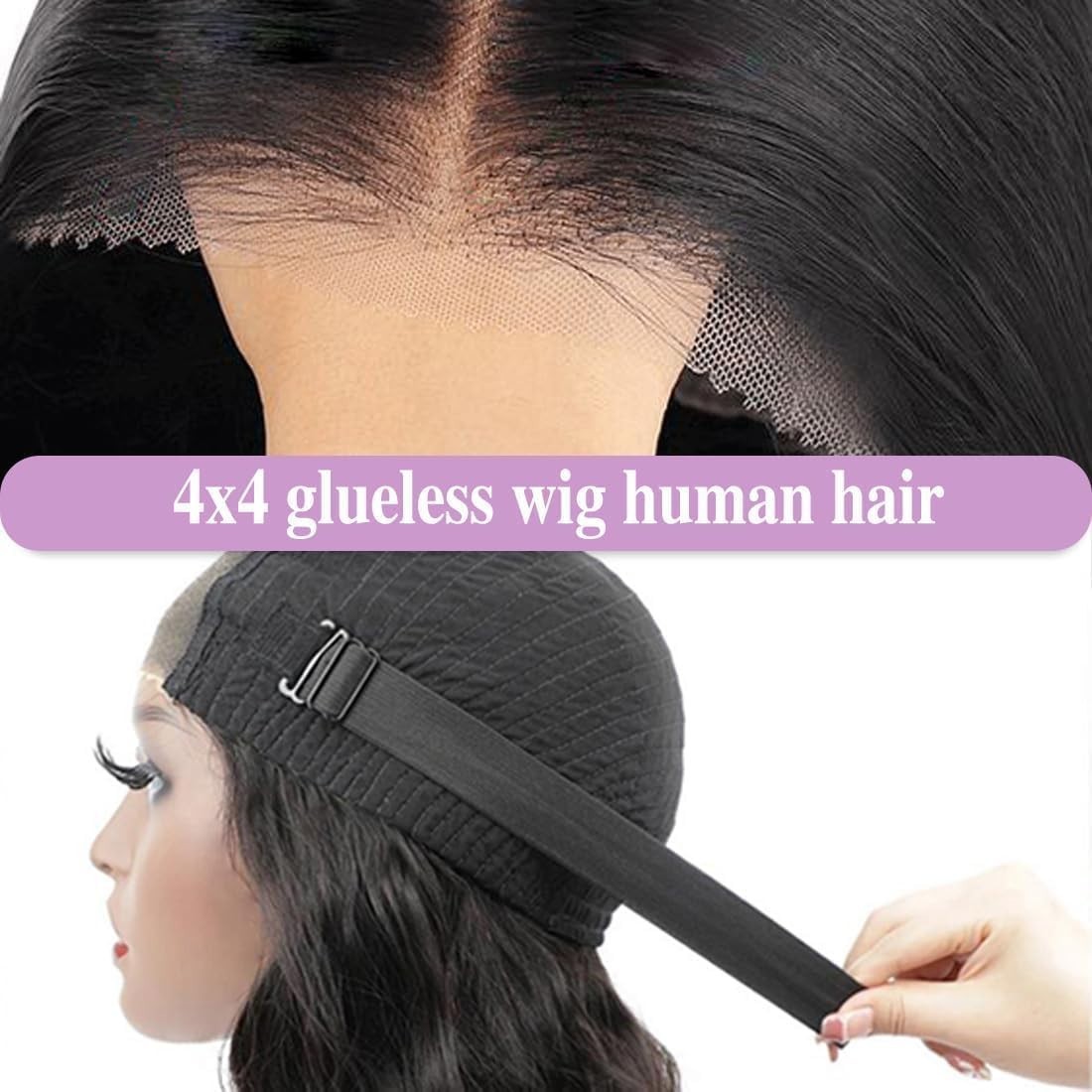 4×4 Bob Wig Human Hair Glueless Wig Human Hair Pre Plucked Pre Cut Lace Straight