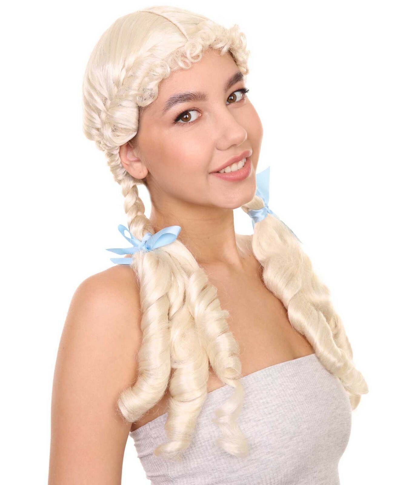 Kansas Farm Girl Blonde Wig Braids Cute Fancy Dress Up Halloween Costume HW-1375
