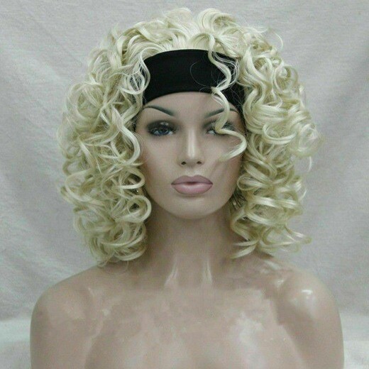 Women’s Wig Spiral Curls Fluffy Half Full Wig Headband Natural Hair Wigs