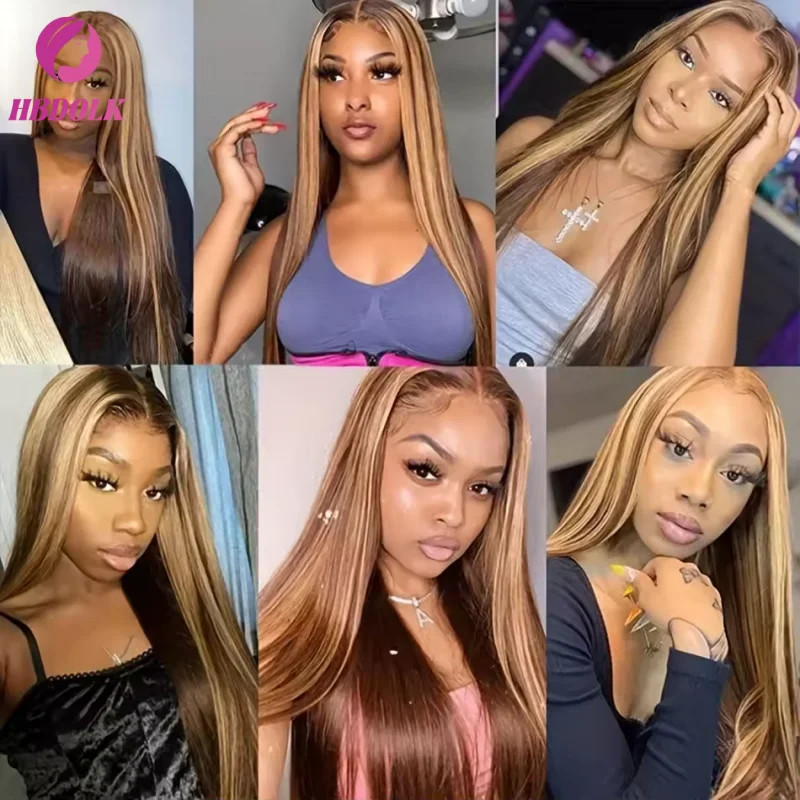 Ombre 4/27 Honey Blonde Lace Front Wig 13×4 Bone Straight Human Hair