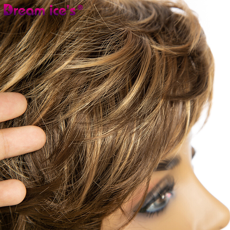 Short Shag Capless Wavy Layered Synthetic Hair Wigs for Women Daily Wigs