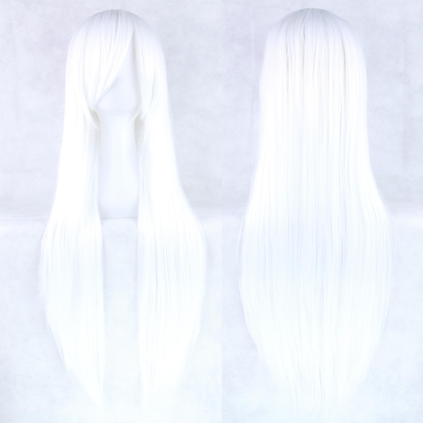 80cm Long Straight Natural Hair Cosplay Wigs with Bangs Colorful Halloween Co…