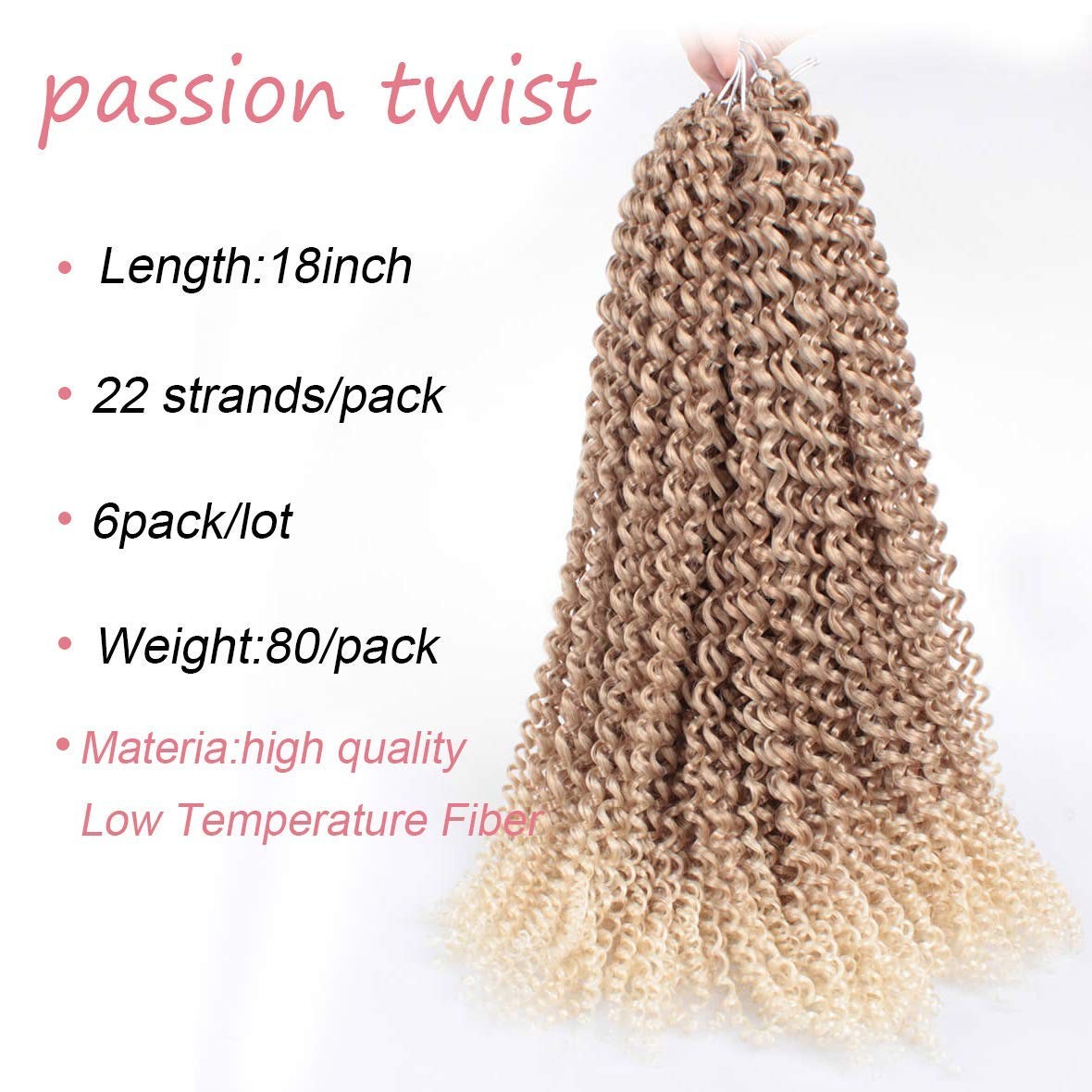 Leeven 24 Inch Water Wave Crochet Hair Passion Twist Ombre Blonde Curly Bohemian