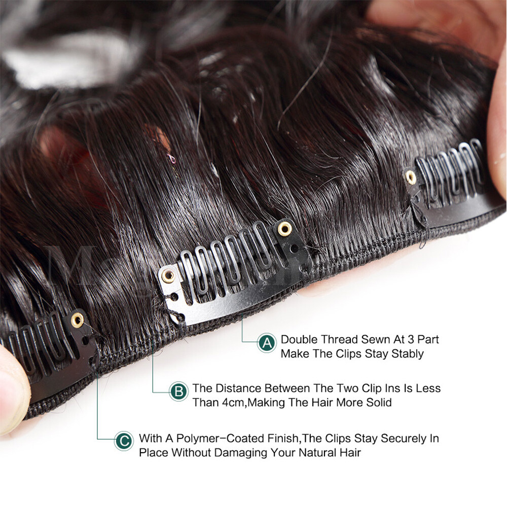 100% Remy Human Hair Extensions Clip In Soft Weft Full Head Double Drown Brown