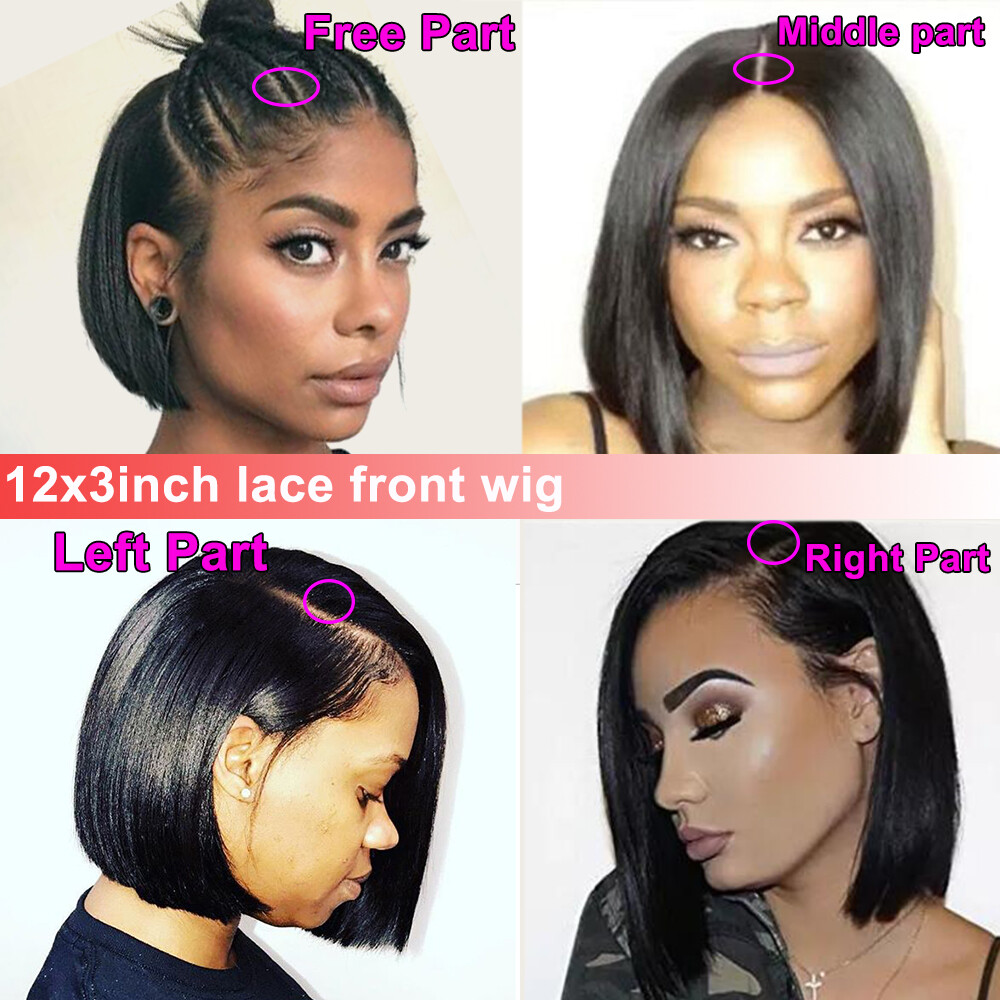 Short Bob Wavy Lace Front Wig Indian Virgin Human Hair Wigs Natural Hairline P9G
