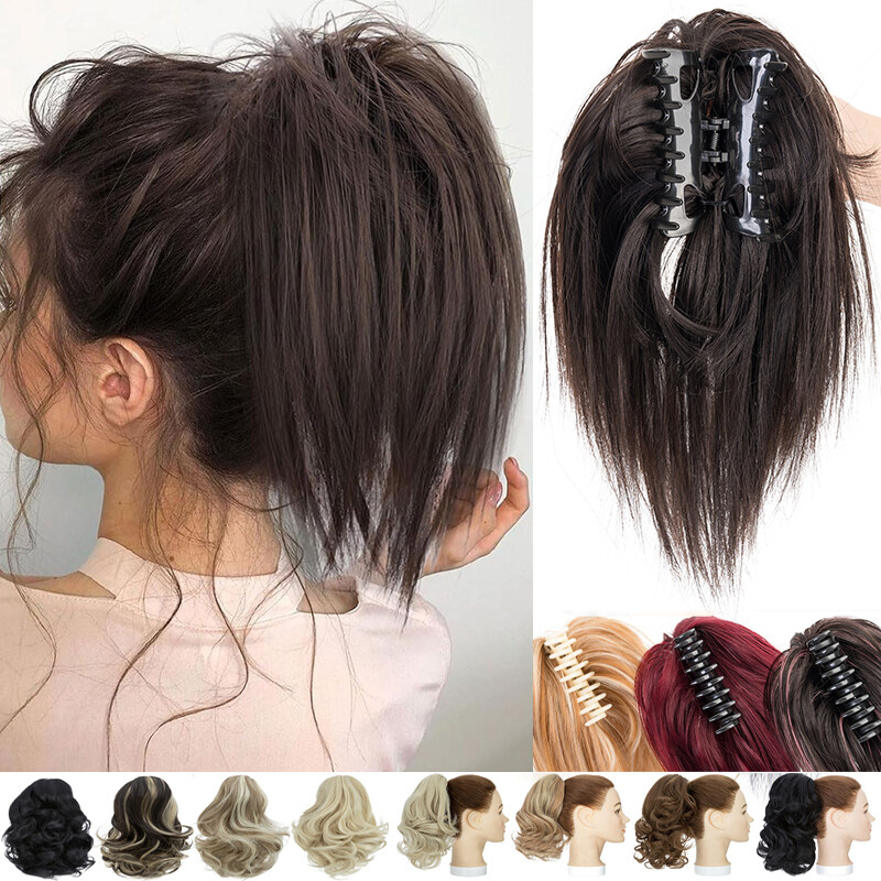 12 in Short Pony Tail Real Thick Claw Ponytail Clip In Hair Extension As Human