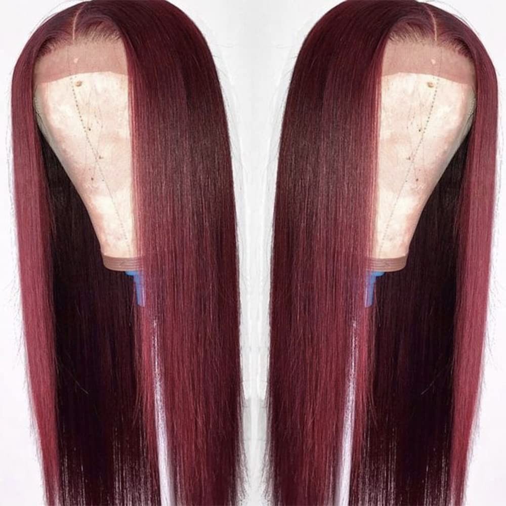 Glueless 99J Burgundy Long Straight Wigs – Versatile Heat Resistant Fiber Hair