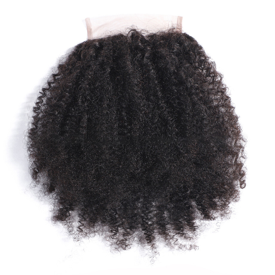 4X4 Lace Closure Afro Kinky Curly Remy Hair Afro Curls Human Hair Lace Closure