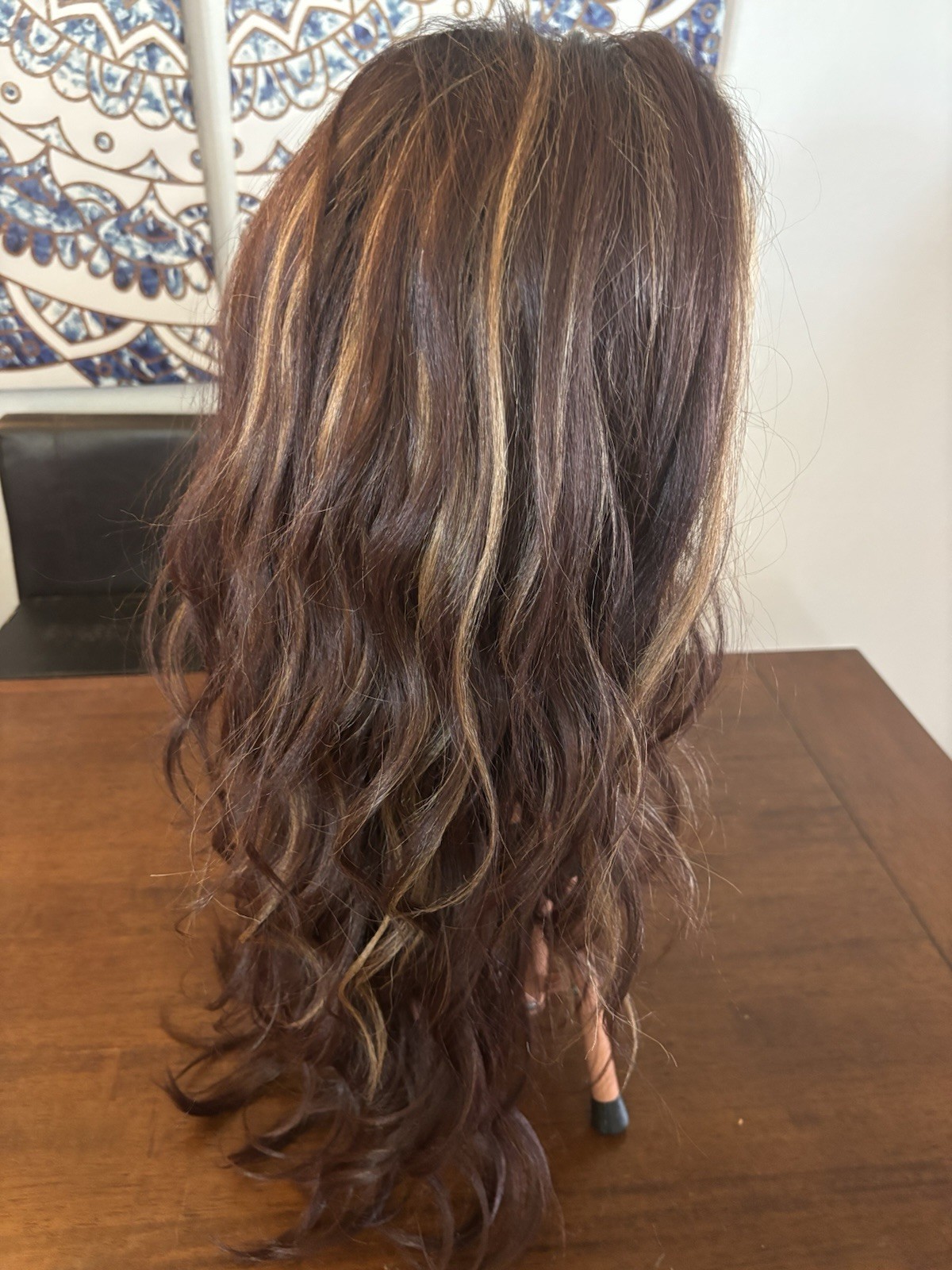 Luxury Lace Front Free Part Synthetic Heat Safe Brunette With Highlights ￼