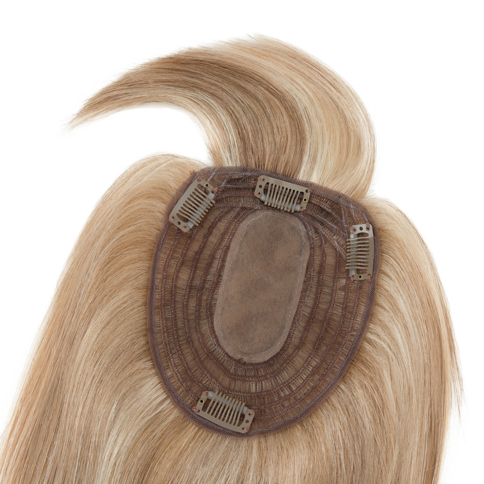 Top Topper Toupee Clip In Remy 100% Human Hair Silk Base Wiglet THICK Piece Weft