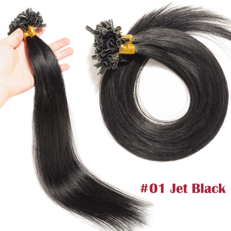 1G Pre Bonded Nail U TIP Real Human Hair Extensions Keratin Glue Fusion 100-200S