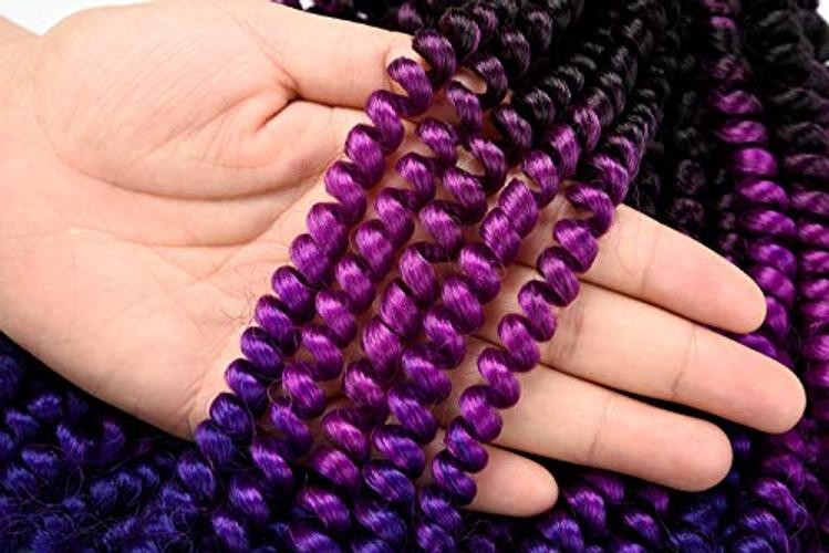 2 Pack Spring Twist Ombre Colors Bomb Twist Crochet T1B/Purple/Blue (2 packs)