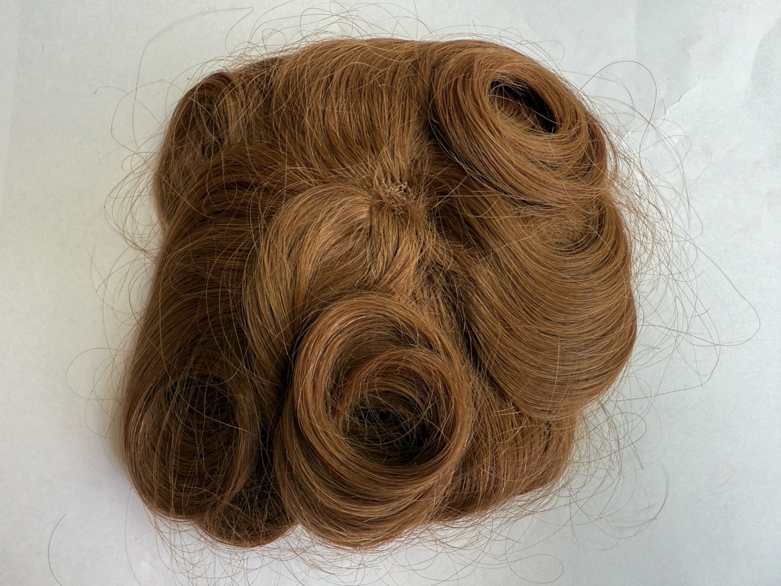 100% Human Hair Wiglet Light Brown 10 Messy Curly Swirls Clip Back Extension New