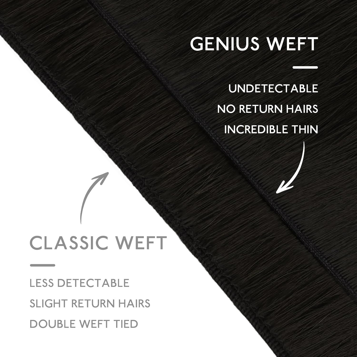 WENNALIFE Genius Sew in Weft Hair Extensions Real Human Hair, 14″ 40g Natural Bl