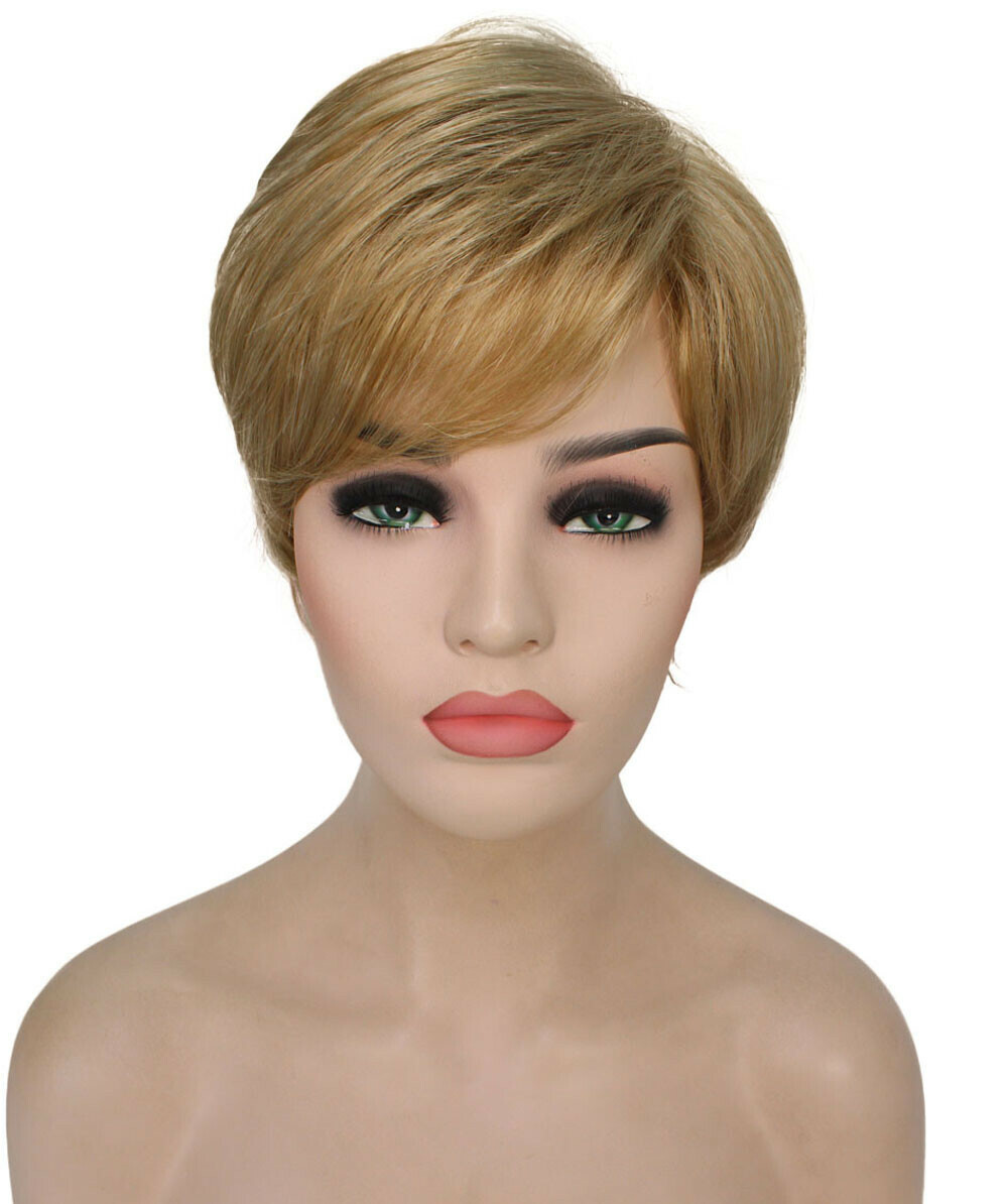 Rita – Straight Kanekalon Synthetic Fiber Full Wig, 2.5 – 4.5 in, Honey Blonde