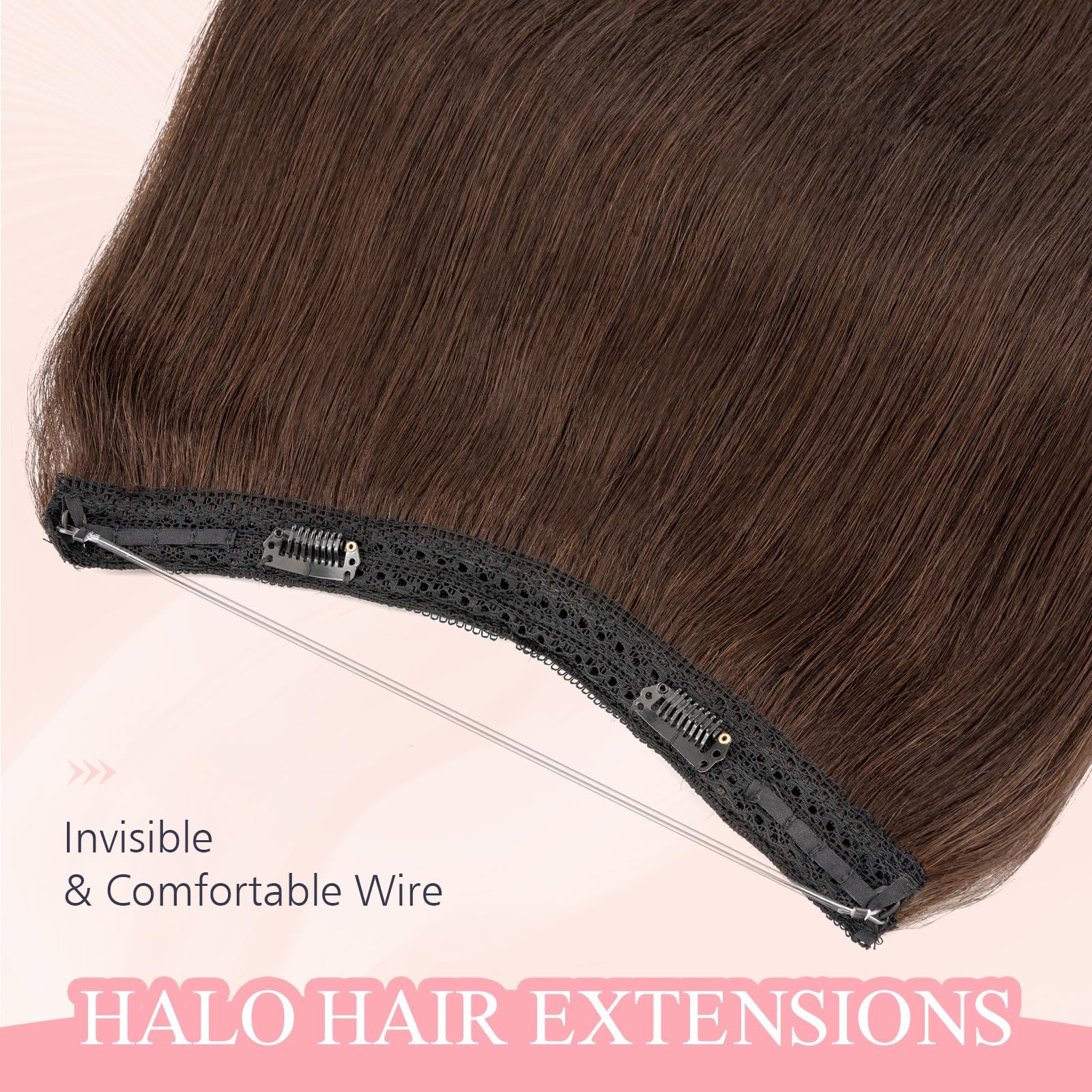 Tess Halo Hair Extensions Real Human Hair Remy Hair 12 Inch Straight Adjustable