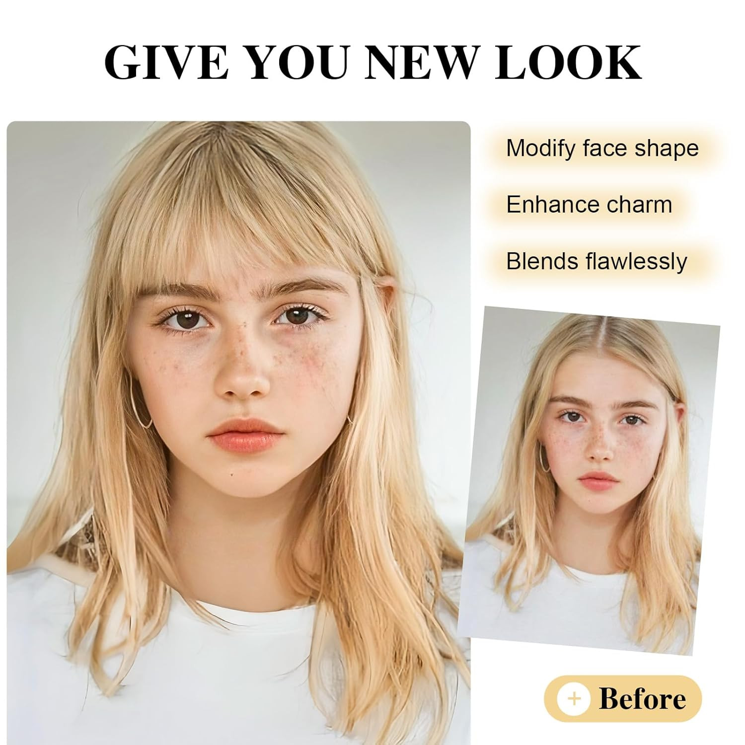 Clip in Bangs 100% Human Hair Bangs with Temples Bangs Hairpieces for Women Clip