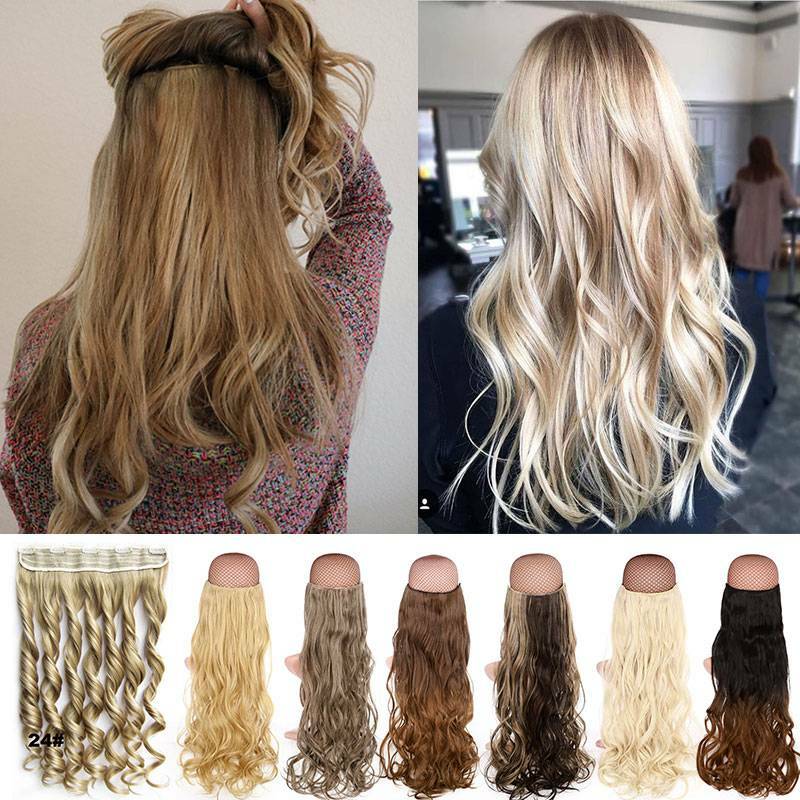 Real Long Curly Clip In One Piece 100% As Human Hair Extension Thick Wavy Remy X