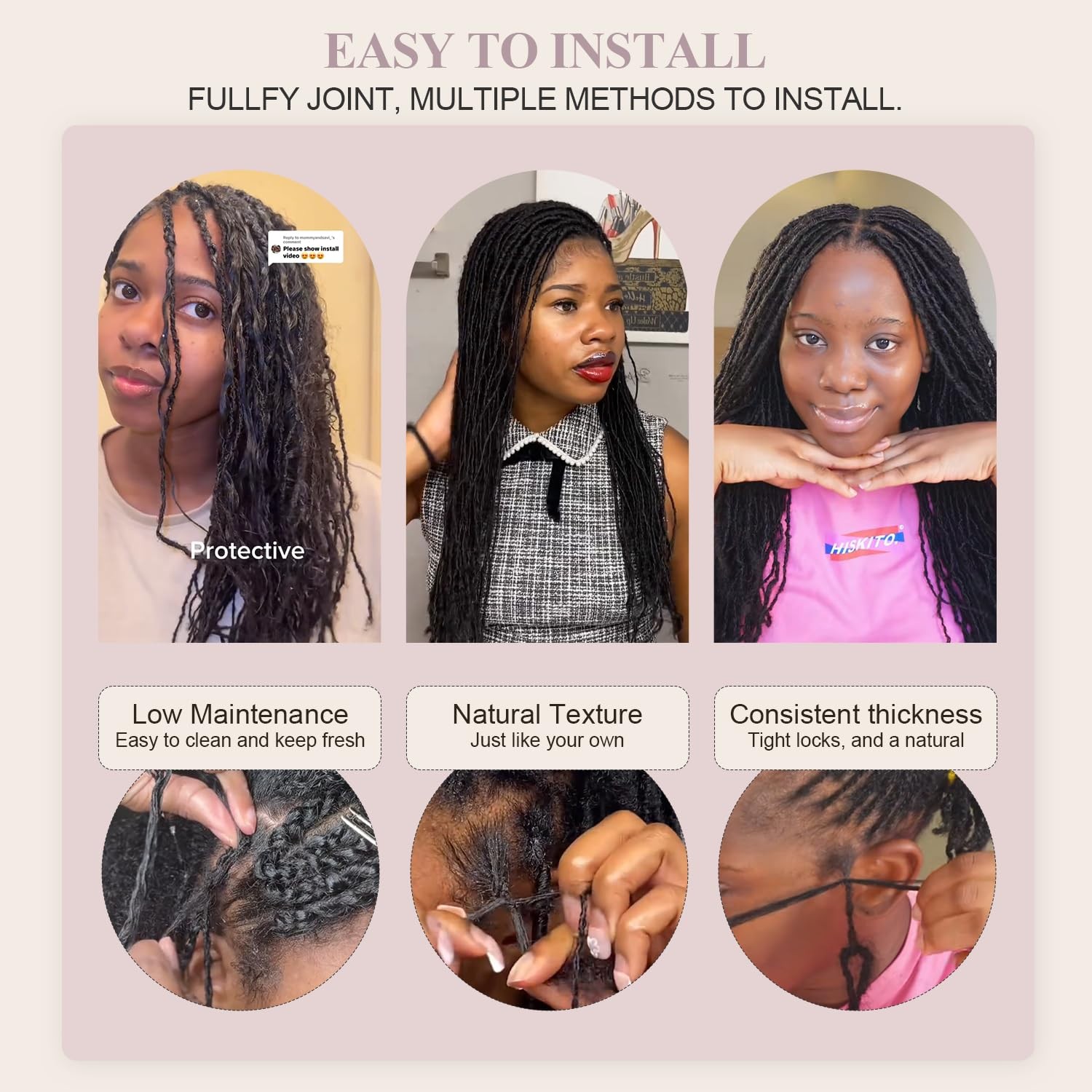 Originea 8-18″ Curly Sister Locs 0.1-0.4 Human Hair Interlocked Micro Locs