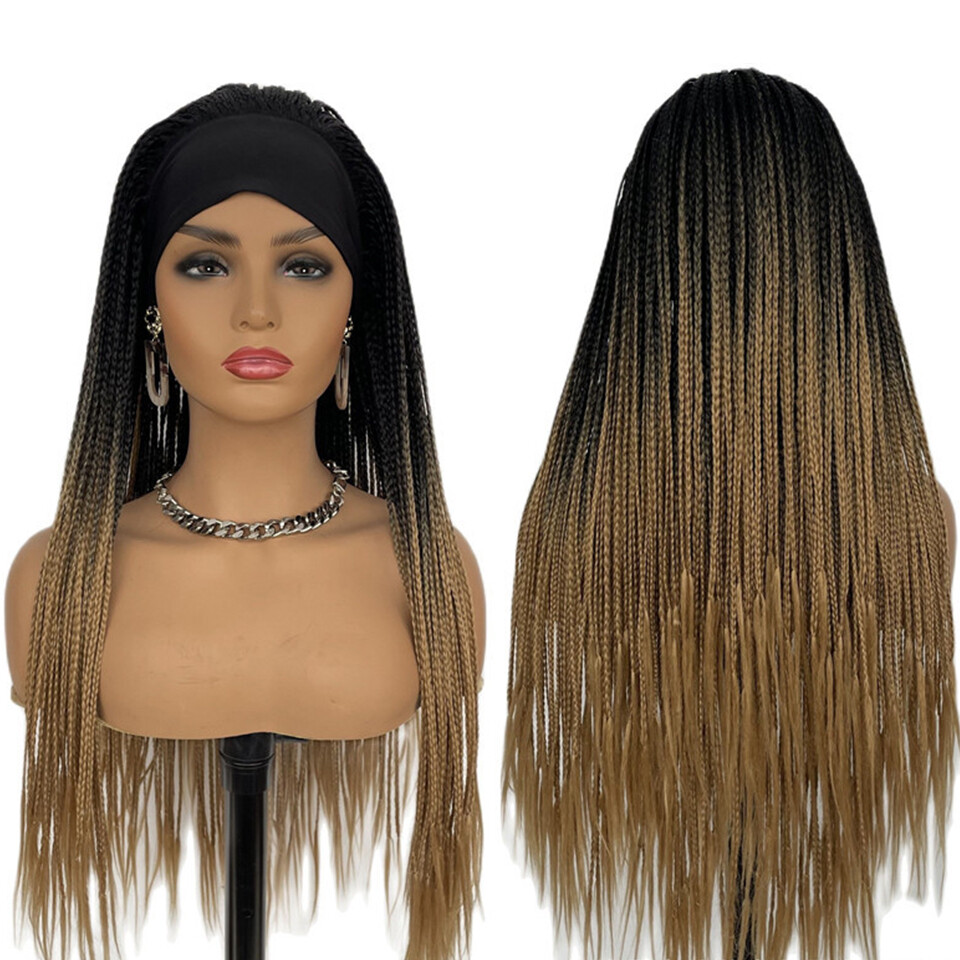 26″ Box Braided Wigs with Headband for Black Women Synthetic Braiding Wigs Wrap