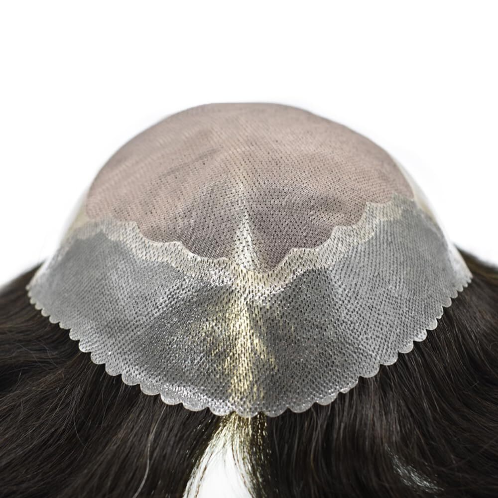 Thin Skin Mens Toupee Hair Replacement System Fine Mono Hairpiece Human Hair Wig