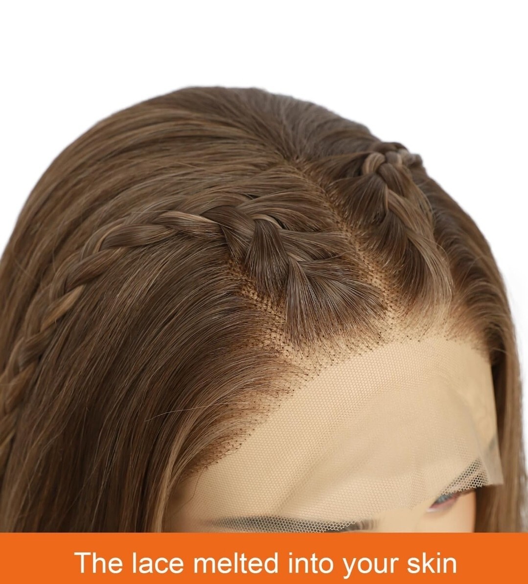 Natural Brown With Light BLONDE HIGHLIGHTS Wig HD Front Lace Human Hair Blend