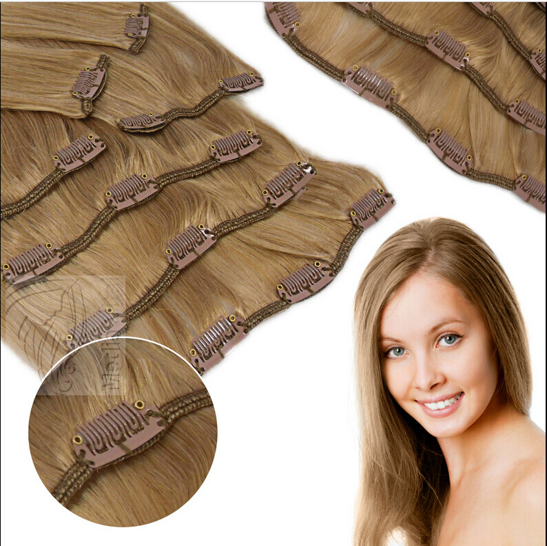 One Piece 100% Real Clip in Remy Human Hair Extensions Full Head Clip Hair Weft