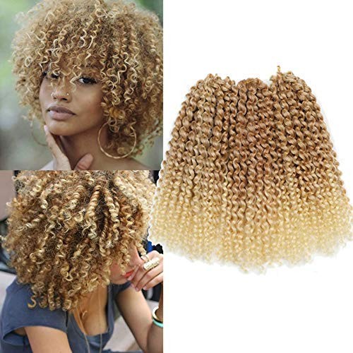 Kinky Curl Short Hairstyle 8 Inch 3pcs/pack Afro Kinky Twist Hair Blonde blonde
