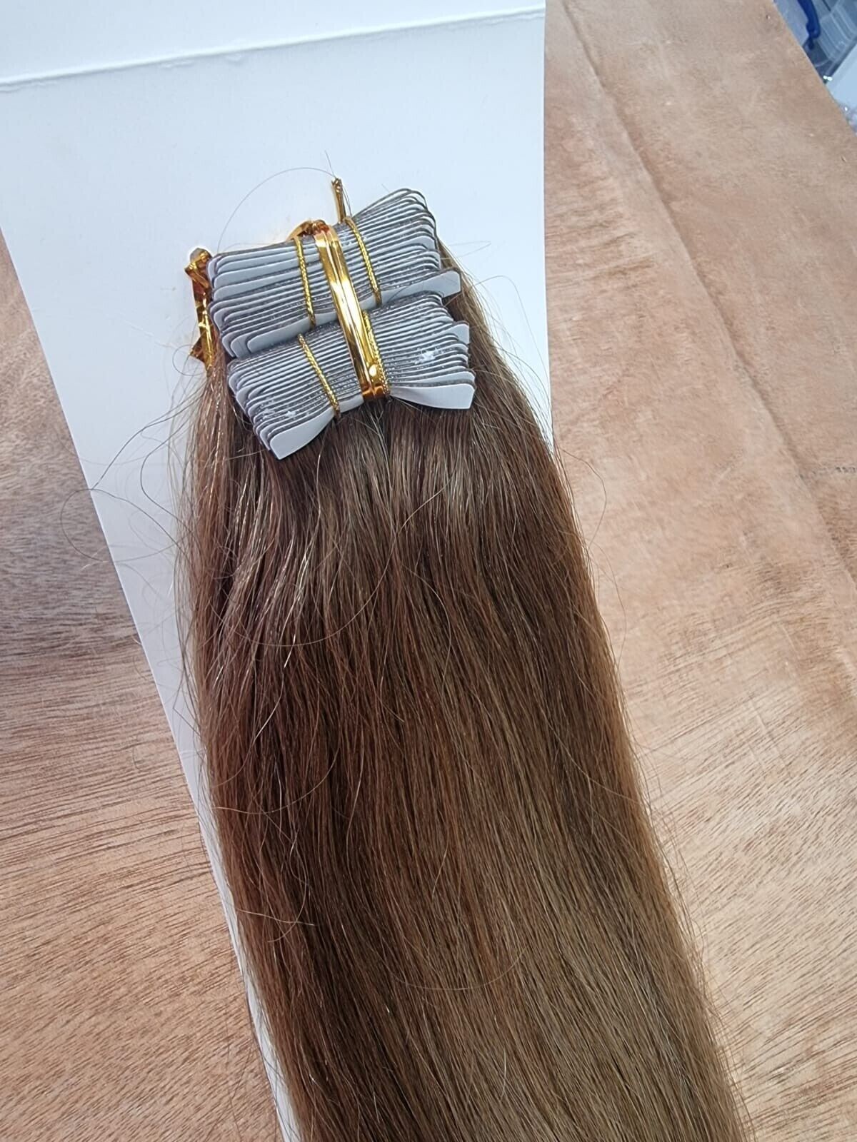 26INCH RUSSIA TAPE IN HUMAN HAIR EXTENSION 100g 40pcs STRAIGHT ASH BLONDE 8# 12A