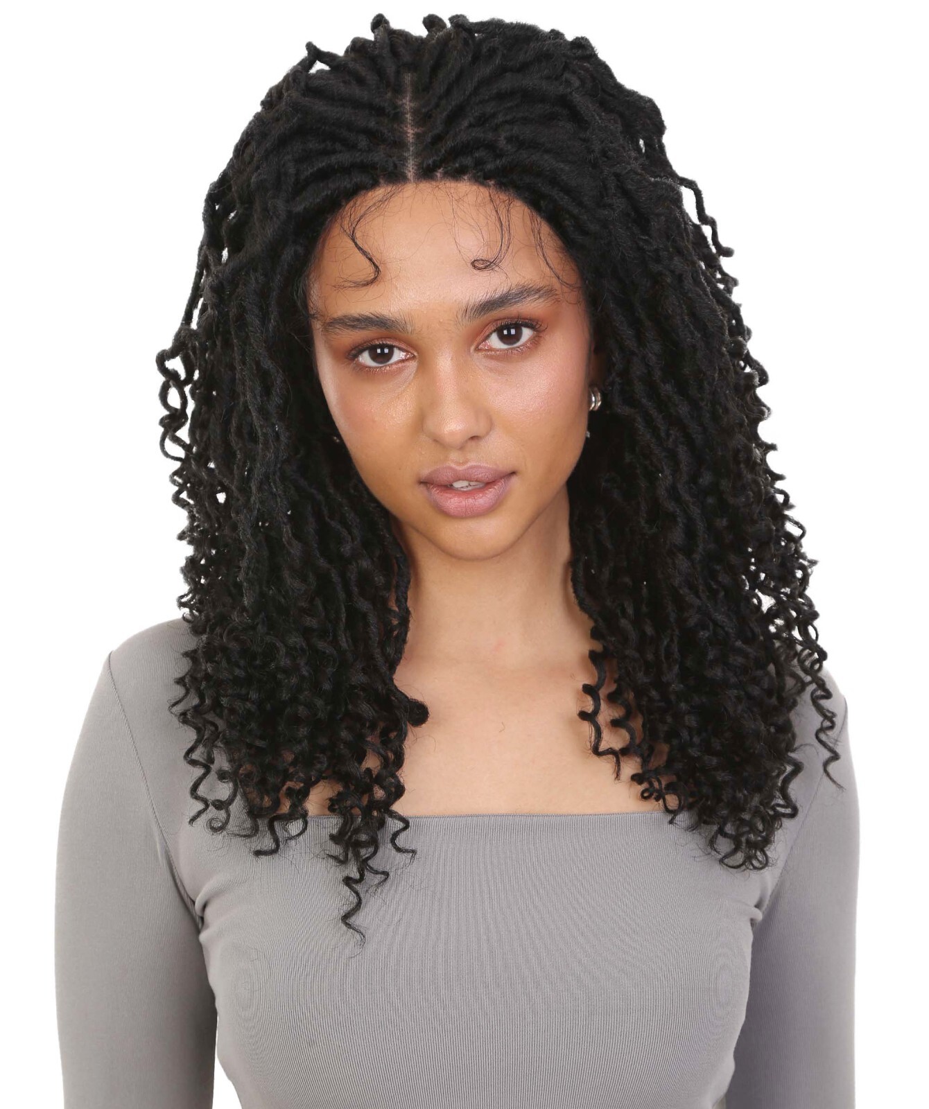 LUXLUXE Angel Curly Locs 20 in Long 4X4 Hand Tied Lace Braid Wig, BLB-0144