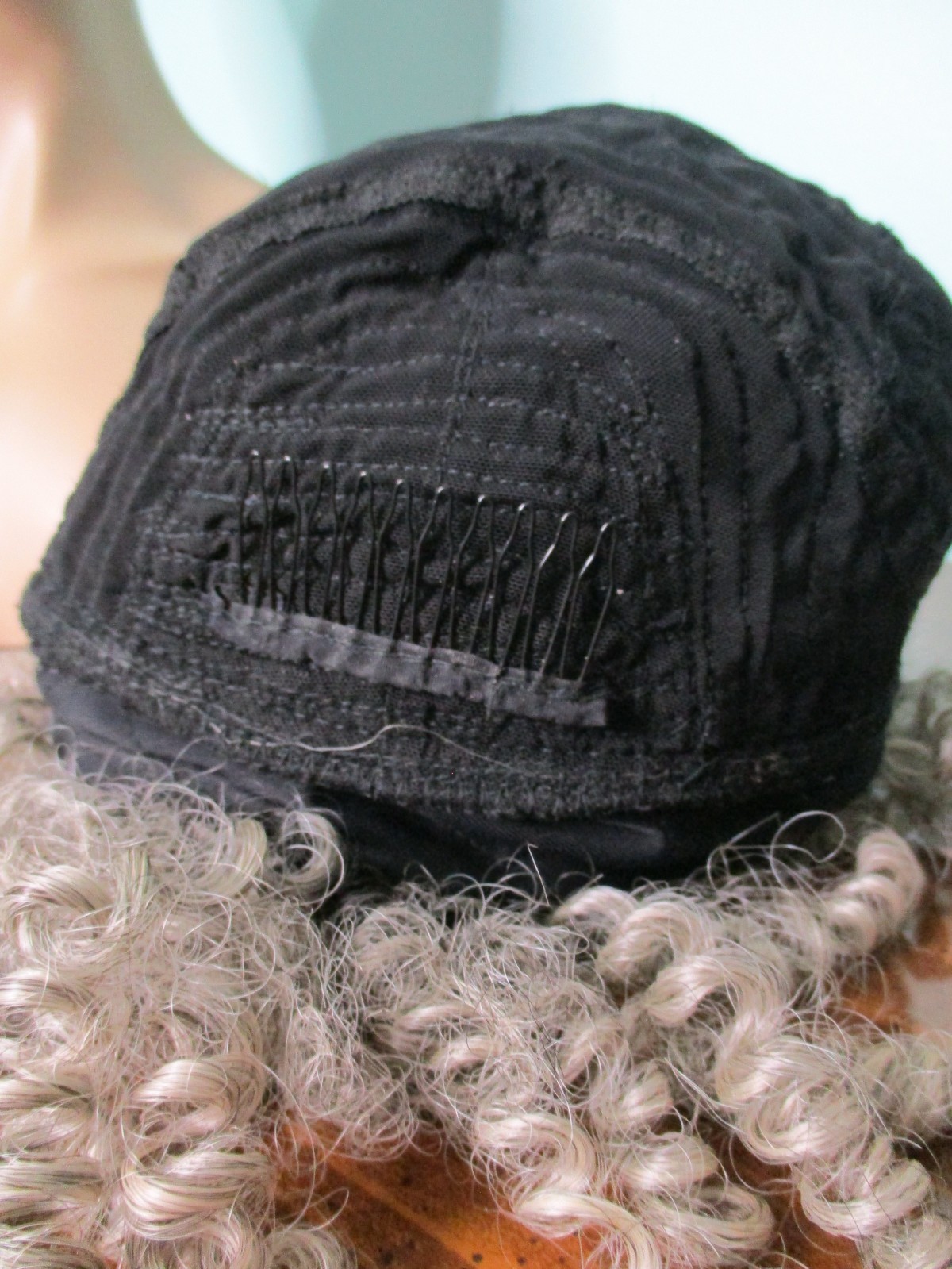 4″ – 10″ gray with black roots KINKY spiral curl HEADBAND WIG by BOBBI BOSS