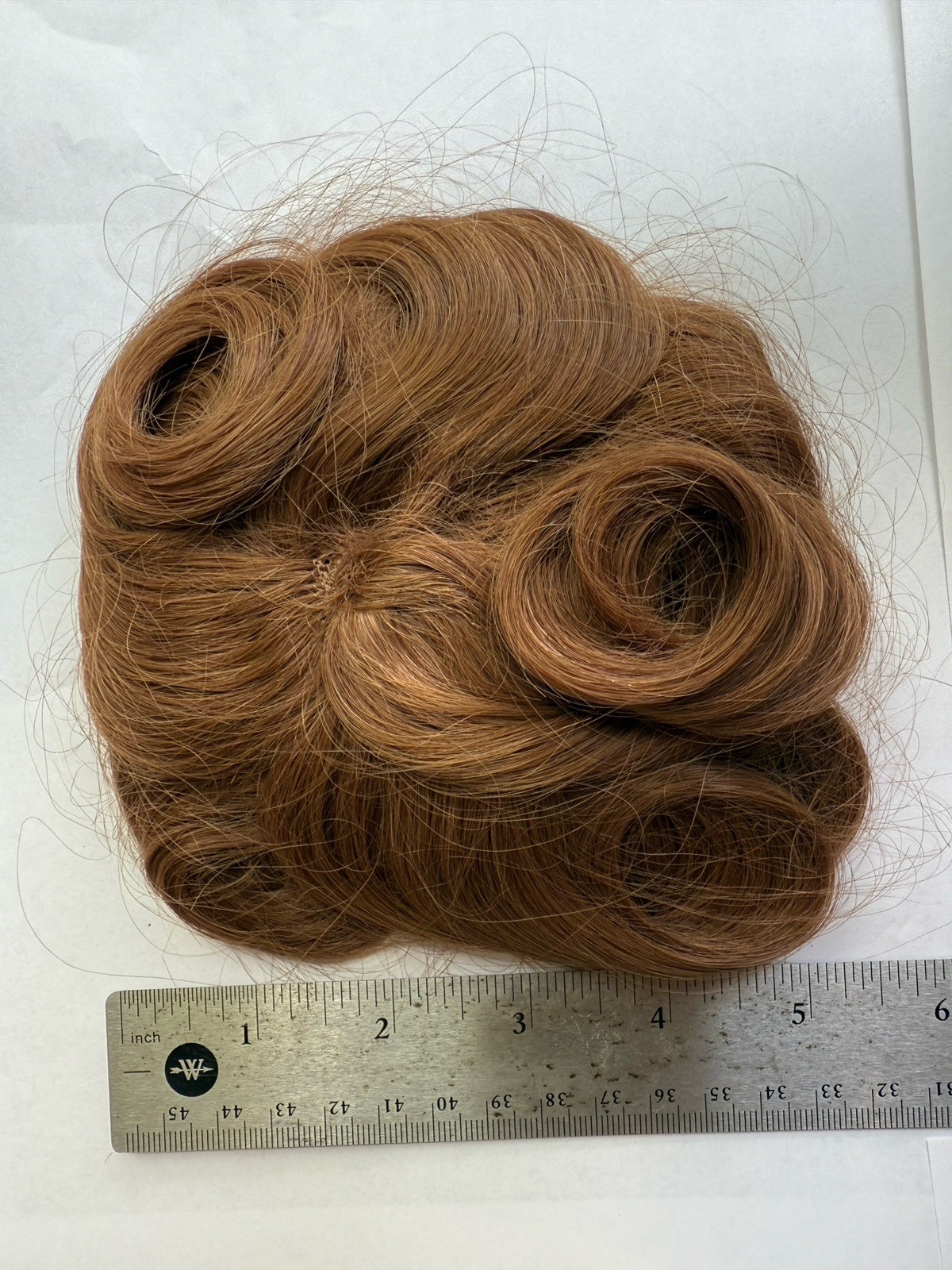 100% Human Hair Wiglet Light Brown 10 Messy Curly Swirls Clip Back Extension New