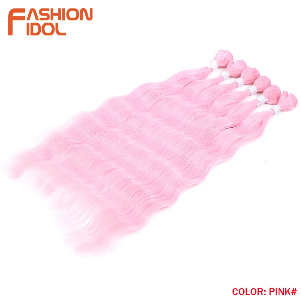 Water Wave Hair Bundles Ombre Blonde 6Pcs 20″ Synthetic Hair Extensions