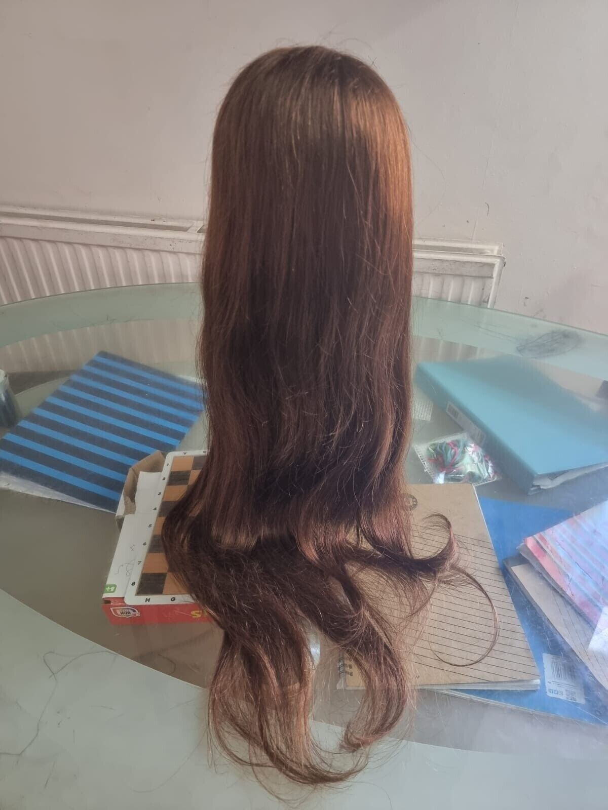 26″PERUVIAN GLUELESS SILK BASE TOP FULL LACE WIG 200NSITY STRAIGHT COLOUR 4#