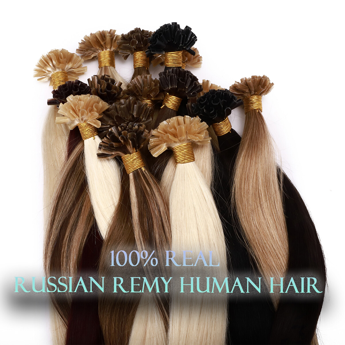 THICK 100PCS Russian 100 Remy Human Hair Extensions Nail U Tip Keratin Pre Bond