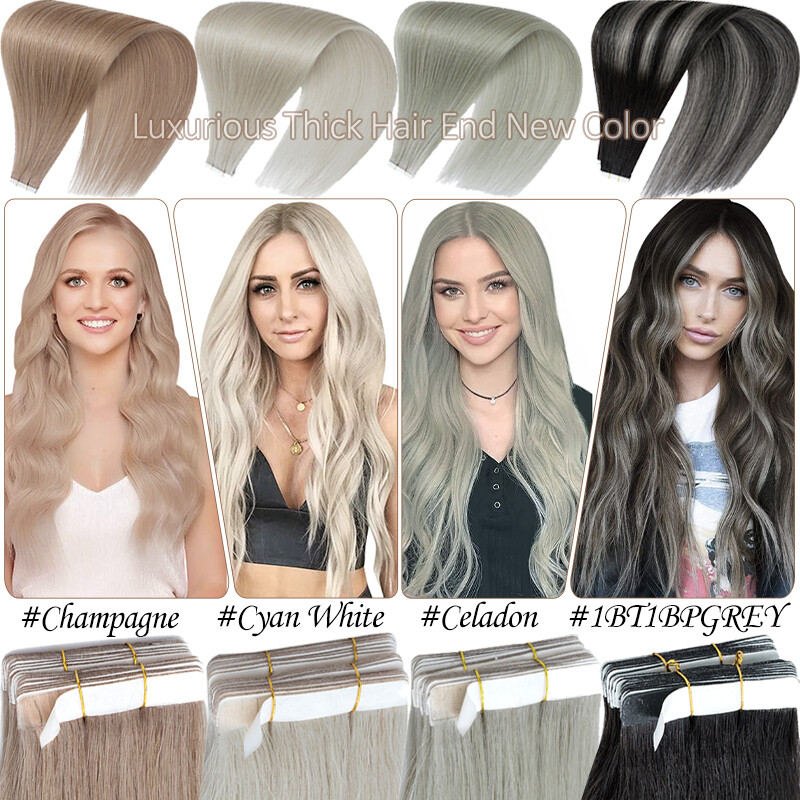 THICK Real Remy Tape in Skin Weft Human Hair Extensions Full Head Ombre 80PCS