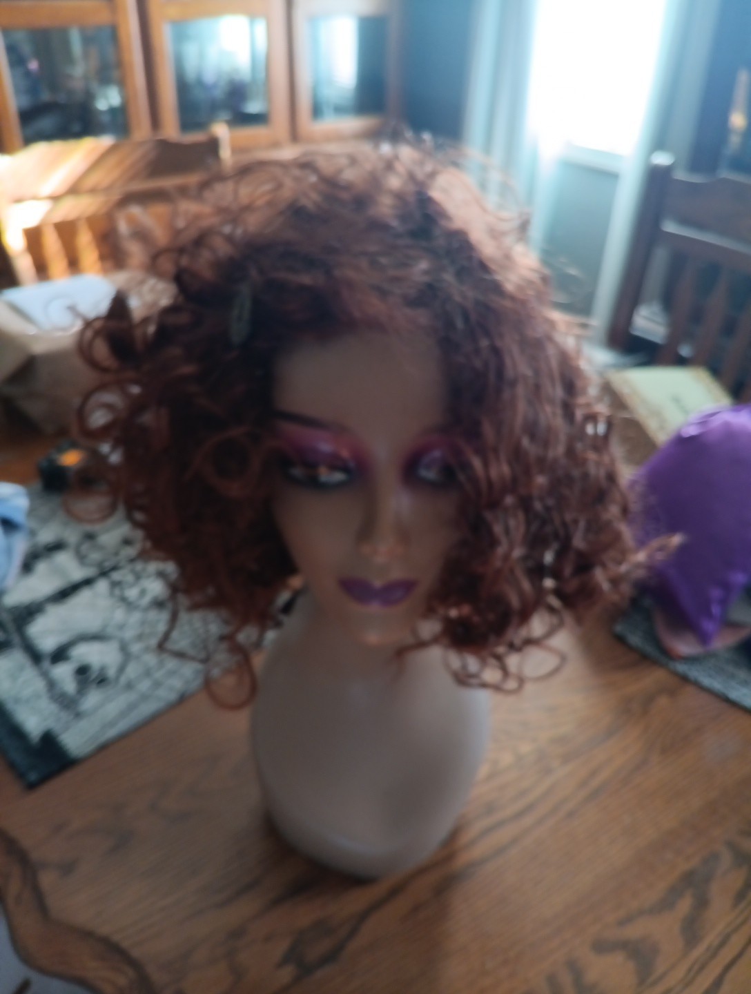 Salaibs Brand Copper Bob Curly Synthetic Wig Heat Safe