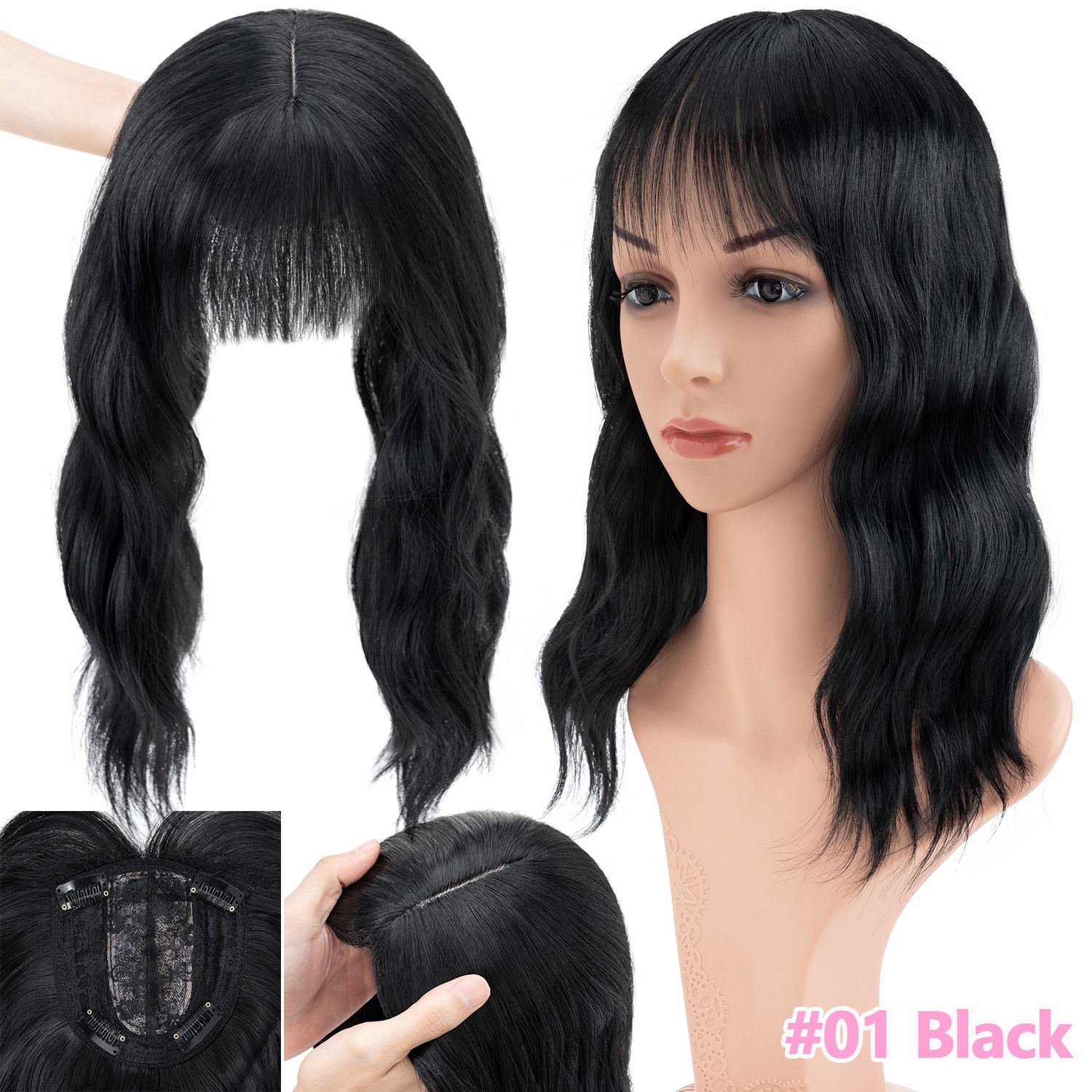 Curly Hair 100% Real as Human Topper Toupee Clip in Hairpiece Natural Top Bangs