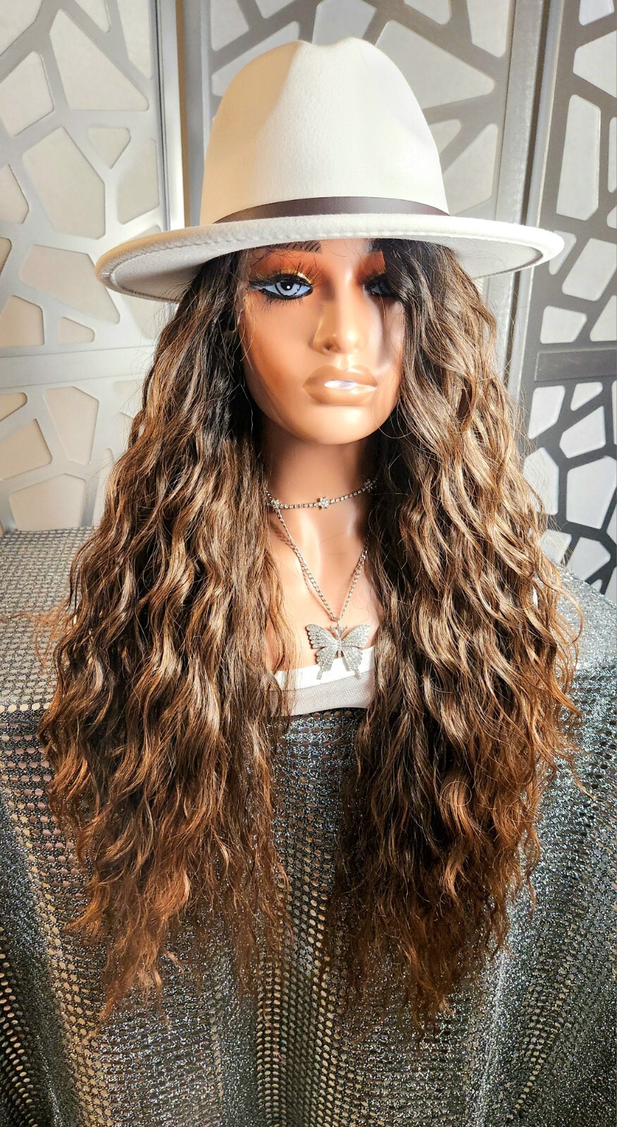 Curly Wet N Wavy Wig Auburn Brown Mix 13×4 Lace Front Long Wig Loose Wave Heat