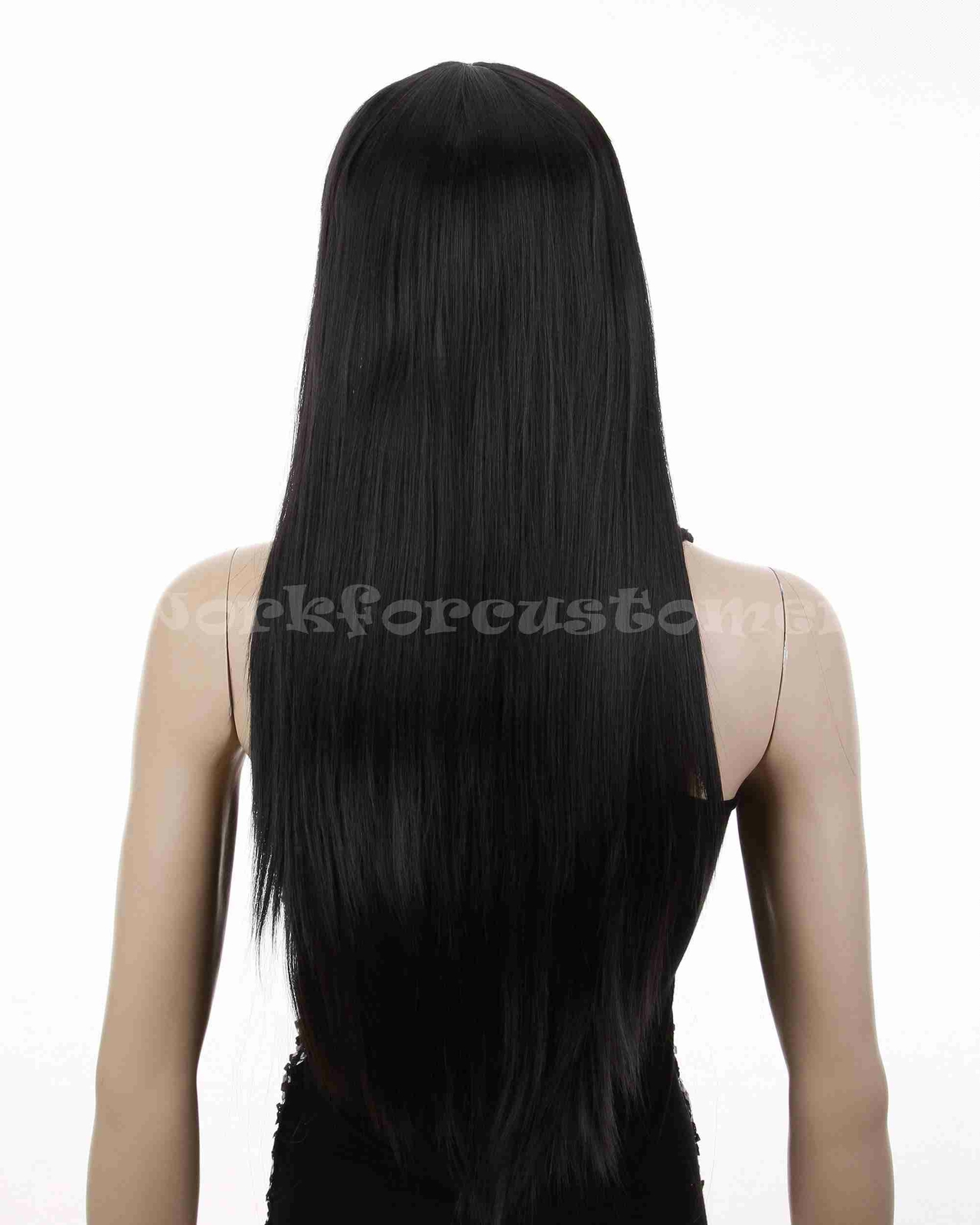 Long Straight Hair With Bangs Full Wig Heat Safe Fiber Black Wigs Casual US New