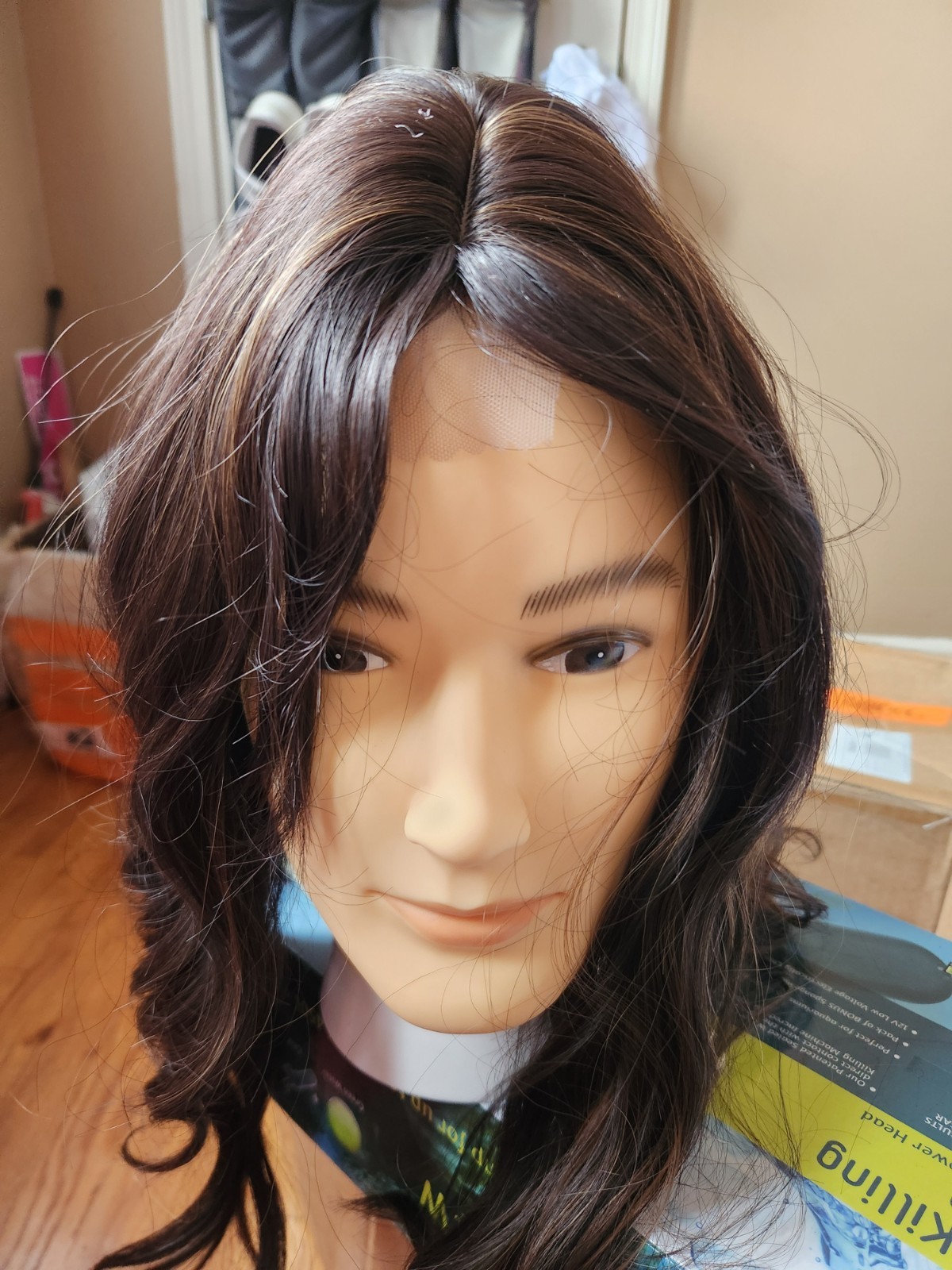 MORICHY Hair Toppers for Women Clip in Hair 20” Chocolate Brown w/ Highlight