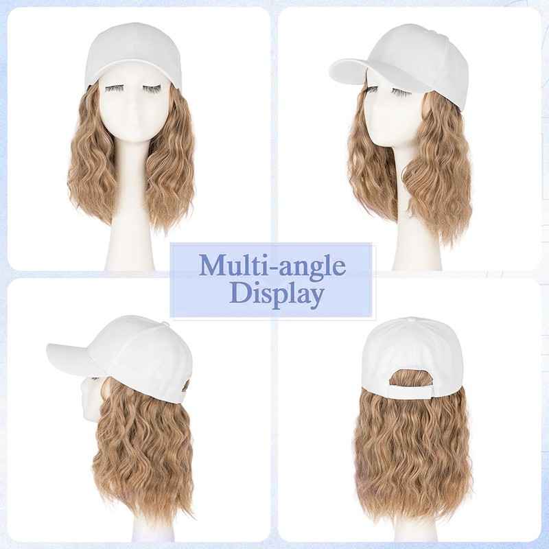 6in/8in Baseball Cap with Hair Extensions Real Natural As Human Hat Hairpiece